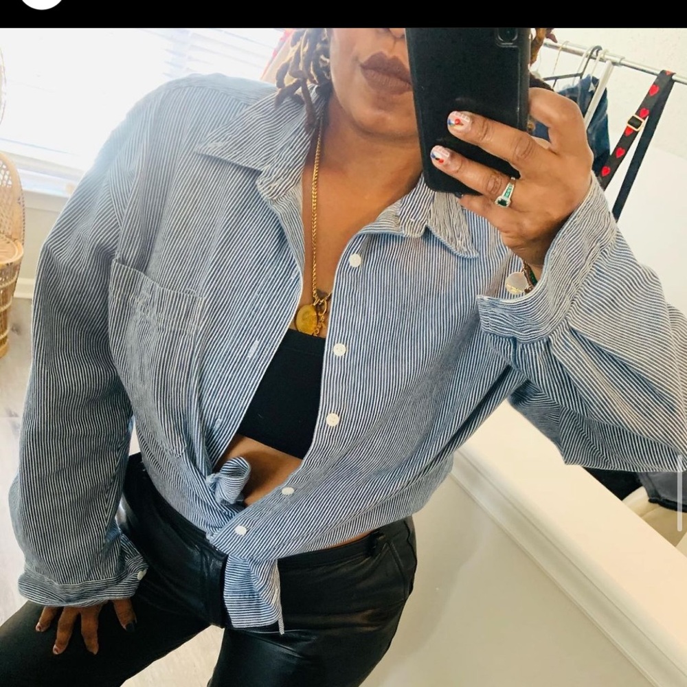 Blue button up